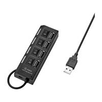 renkforce 4 Port USB 2.0-Hub einzeln schaltbar, mit Status-LEDs Schwarz