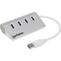 manhattan 4 Port USB 3.0-Hub mit Aluminiumgehäuse Weiß