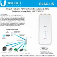Ubiquiti Networks R2AC. Ethernet LAN, data-overdrachtsnelheden: 10,100,1000 Mbit/s, Doorvoersnelheid: 330+ Mbps, Flash memory: 16 MB. Ondersteunde beveiligingsalgoritmen: WPA2-AES. Vermogensverbruik (