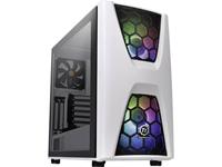 Thermaltake COMMANDER C34 TG Midi-tower PC-behuizing, Gaming-behuizing Wit, Zwart 2 voorgeïnstalleerde LED-ventilators, 1 voorgeïnstalleerde ventilator,