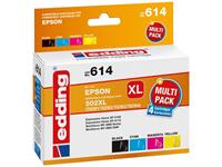 edding Tintenpatrone ersetzt Epson 502XL /T02W1/T02W2/T02W3/T02W4 Kompatibel Kombi-Pack Schwarz, Cya