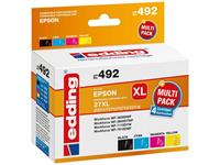 edding Cartridge vervangt Epson 27XL /T2711/T2712/T2713/T2714 Compatibel Combipack Zwart, Cyaan, Magenta, Geel EDD-492 18-492