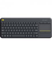 Logitech K400 Plus draadloos aanraaktoetsenbord HTPC-toetsenbord voor PC aangesloten tv's Duits (QWERTZ) Zwart 920-007127