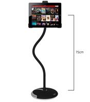 Goos-e TABLET HOUDER MET VOET + KLEM met lange hals 75cm zwart