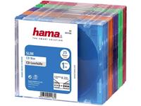 Hama CD-hoes slim 1 CD/DVD/Blu-Ray Polystereen Transparant blauw, Transparant oranje, Transparant violet, Transparant groen, Transparant rood 25 stuk(s) (b x h