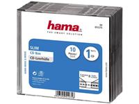 hama CD Hülle Slim 1 CD/DVD/Blu-Ray Polystyrol Transparent, Schwarz 10 St. (B x H x T) 142 x 125 x