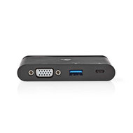 Nedis Computer Hub | USB-C | USB-C / USB 3.0 / VGA | Power Delivery: 100 W | Zwart