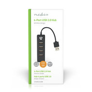 Nedis UHUBU2420BK 4-Port USB 2.0 Hub - Plug & Play