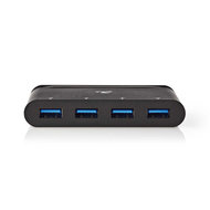 Nedis USB-Adapter / USB 3.2 Gen 1 / USB Type-C™ / 4x USB Type-A / Vernickelt / Schwarz / Verpackung mit Sichtfenster und Eurolochung