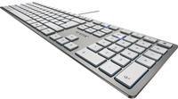 CHERRY Tastatur KC 6000 SLIM, QWERTZ, abnehmbares Kabel, USB, silber/weiß