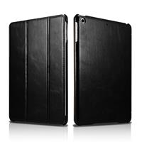 CasualCases Icarer - 3-Vouw echt lederen sleepcover hoes - iPad 9.7 (2017/2018) / Pro 9.7 / Air / Air 2 - Zwart