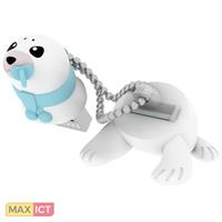 Emtec Baby Seal. Capaciteit: 16 GB, USB-versie: 2.0, USB-Type-A-aansluiting. Vormfactor: Dop, Kleur van het product: Blauw, Wit