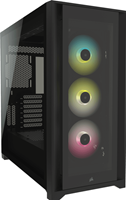 corsair Midtowermodel - ATX - geen voeding - gehard glas - 3 x 120mm RGB fan - USB/Audio - Zwart