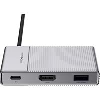 hyperdrive HD-G206 USB-C (USB 3.2 Gen 2) multiport hub Ultra HD-geschikt, Met ingebouwde SD-kaartlezer, Met metalen behuizing Grijs