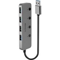 LINDY 4 Port USB 3.0 Hub mit Ein-/Ausschaltern 4 Port USB 3.0-Hub einzeln schaltbar Grau