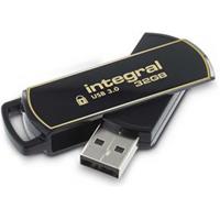 Integral 32GB Secure 360 Encrypted USB3.0 32GB USB 3.0 (3.1 Gen 1) USB-Type-A-aansluiting Zwart, Gou