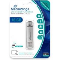 Mediarange MR935 16GB USB 3.0 (3.1 Gen 1) USB-Type-A-aansluiting USB Type-C-connector Zilver USB fla