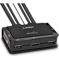 Lindy 2 Port HDMI 2.0, USB 2.0 & Audio Cable KVM Switch - KVM-/Audio-Switch - 2 Anschlüsse