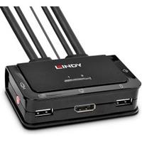 Lindy 2 Port DisplayPort 1.2, USB 2.0 & Audio Cable KVM Switch - KVM-/Audio-Switch - 2 Anschlüsse