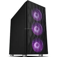 Cooltek Cooltek Eins RGB. Vormfactor: Midi Tower, Soort: PC, Kleur van het product: Zwart. Aantal geïntstalleerde ventilators voorkant: 3x 120 mm, Voorste ventilators ondersteunende diameters: 12