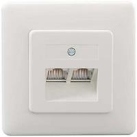 rutenbeck UAE 2x8(8) Up rw Netzwerkdose Unterputz Einsatz mit Zentralplatte und Rahmen CAT 3 Reinwei