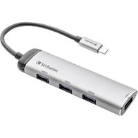 Verbatim 4 poorten USB 3.2 Gen 1-hub Met USB-C stekker, LED-weergave Grijs