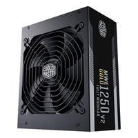 CoolerMaster Cooler Master MWE Gold 1250 - V2 Full Modular. Totaal vermogen: 1250 W, AC-ingangsspanning: 90 - 264 V, AC-ingangsfrequentie: 47 - 63 Hz. Motherboard power connector: 24-pin ATX, Lengte s