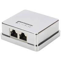 DIGITUS Aufputzdose Kat.6, 2 x RJ45, geschirmt, silber