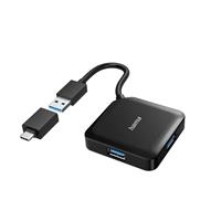 Hama »USB-A/ USB-C HUB« Adapter USB Typ A zu USB-C, USB Typ A, 15 cm, USB-Hub, 4 Ports, USB 3.2 Gen1, 5 Gbit/s, mit USB-C Adapter