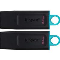 0 Kingston Technology DataTraveler Exodia Schwarz + Türkis - 2 Stück – USB 3.2 USB-Stick USB-Stick 64 GB