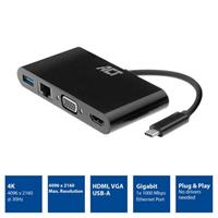 ACT USB-C naar HDMI of VGA multiport