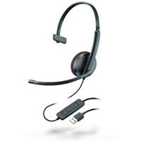 Plantronics Blackwire C3210 monaural USB On Ear headset Kabel Telefoon Mono Zwart Microfoon uitschakelbaar (mute)