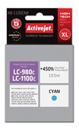 Activejet Activejet AB-1100CNX inkt (vervanging Brother LC1100C/980C; Supreme; 19,5 ml; blauw). Inkjet Cartridge Type: Hoog (XL) rendement, Type kleureninkt: Pigmentgebaseerde inkt, Type aanbod: Enkel