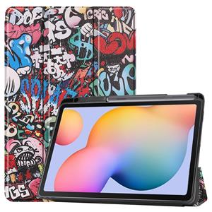 Hoes voor de Samsung Galaxy Tab S6 Lite - Tri-Fold Book Case met Stylus Pen houder - Graffiti