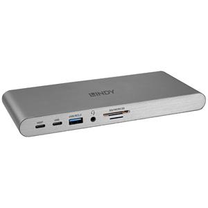 LINDY - Dockingstation - USB-C 3.2 Gen 1 / Thunderbolt 3 / Thunderbolt 4 - HDMI, 2 x DP - GigE - 24 Watt