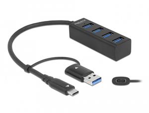 DeLOCK 4-poorts USB 3.2 Gen 1 hub met USB Type-C of USB Type-A aansluiting