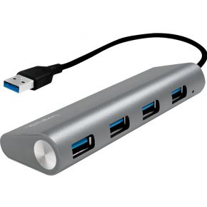 LogiLink USB 3.0 Hub, 4-Port, Aluminiumgehäuse, grau