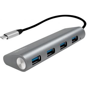 Logilink UA0309 USB 3.0 hub (3.1 Gen 1) Type-C 5000Mbit/s Grijs 4 poorten