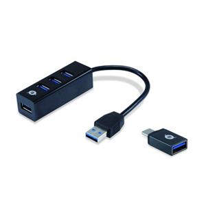 Conceptronic USB-Hub 4Port USB3.0 -> USB 3.0 +USB-C Adapter PC
