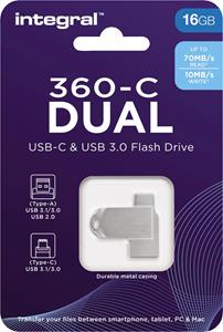 Integral 360-C Dual USB-C & USB 3.0 stick, 16 GB