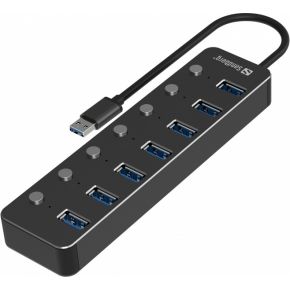 Sandberg 134-33 interface hub USB 3.2 Gen 1 (3.1 Gen 1) Type-A 5000 Mbit/s Zwart