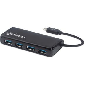 Manhattan 164924 4 Port USB-C (USB 3.2 Gen 2) Multiport Hub Schwarz