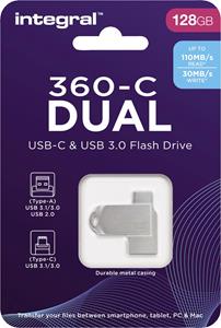 Integral 360-C Dual USB-C & USB 3.0 stick, 128 GB