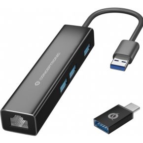 Conceptronic DONN07BA interface hub USB 3.2 Gen 1 (3.1 Gen 1) Type-A 5000 Mbit/s Zwart