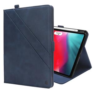 Horizontale Flip dubbele houder lederen draagtas voor iPad Pro 12 9 inch (2018) met kaartsleuven & fotolijstjes & pen sleuf (blauw)