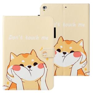 Voor iPad 9.7 (2018) Cross Texture Painted Horizontal Leather Case with Sleep / Wake-up Function & Card Slot & Wallet (Shiba Inu)
