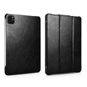 CasualCases Icarer - 3-Vouw echt lederen sleepcover hoes - iPad Pro 11 inch (2018-2020) - Zwart