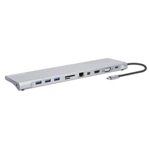 Manhattan 130578 USB-C dockingstation Incl. laadfunctie, Geïntegreerde kaartlezer, USB-C Power Delivery