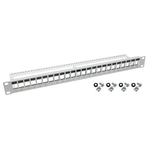 HMF »6644 Patchpanel« Netzwerk-Switch (UTP Keystone-Patchpanel für Serverschrank, 19 Zoll, 1 HE, 24 Ports RJ45, Lichtgrau)