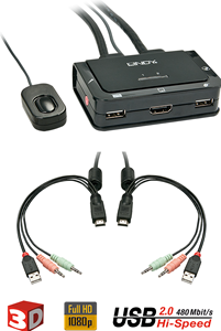 LINDY 2 Port KVM-Umschalter HDMI